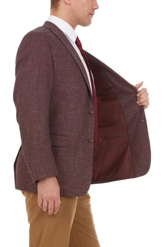 Adam Baker Men's Single Breasted Modern Fit Blazer/Sport Coat - Burgundy