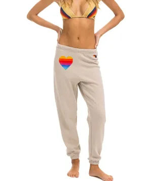 Aviator Nation Women Rainbow Heart Stitch Sweatpants Sand