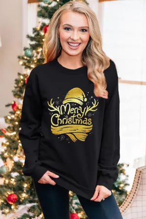 Black Christmas Foil Graphic Sweatshirt