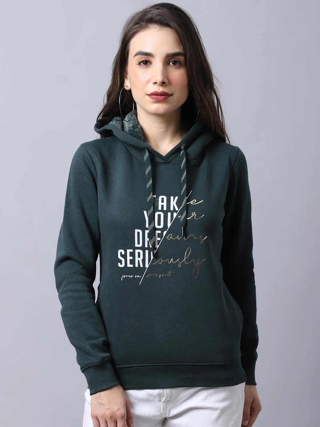 Cantabil Bottle Green Sweatshirt for Women's