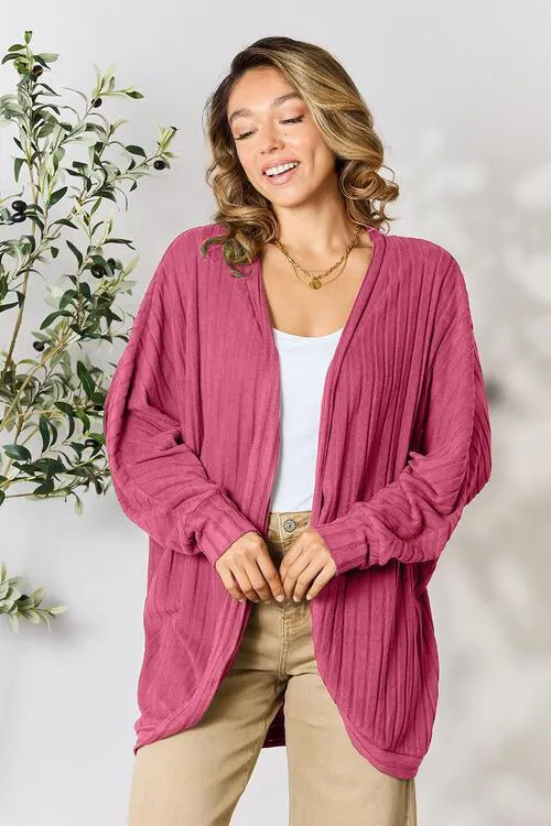 Chic Ribbed Cocoon Cardigan - Redefine Your Casual Look