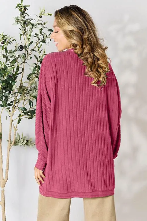 Chic Ribbed Cocoon Cardigan - Redefine Your Casual Look