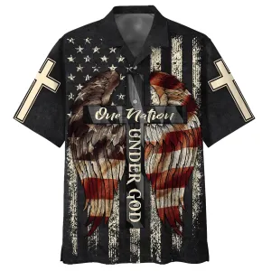 Christ Cross Wings One Nation Under God Hawaiian Shirts - Christian Hawaiian Shirt - Hawaiian Summer Shirts