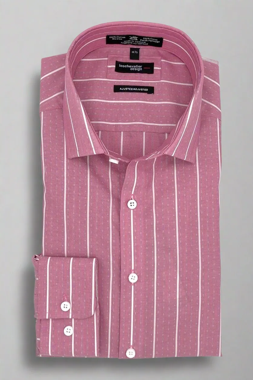 Classic Red Striped Men's Slim-Fit Business Shirts