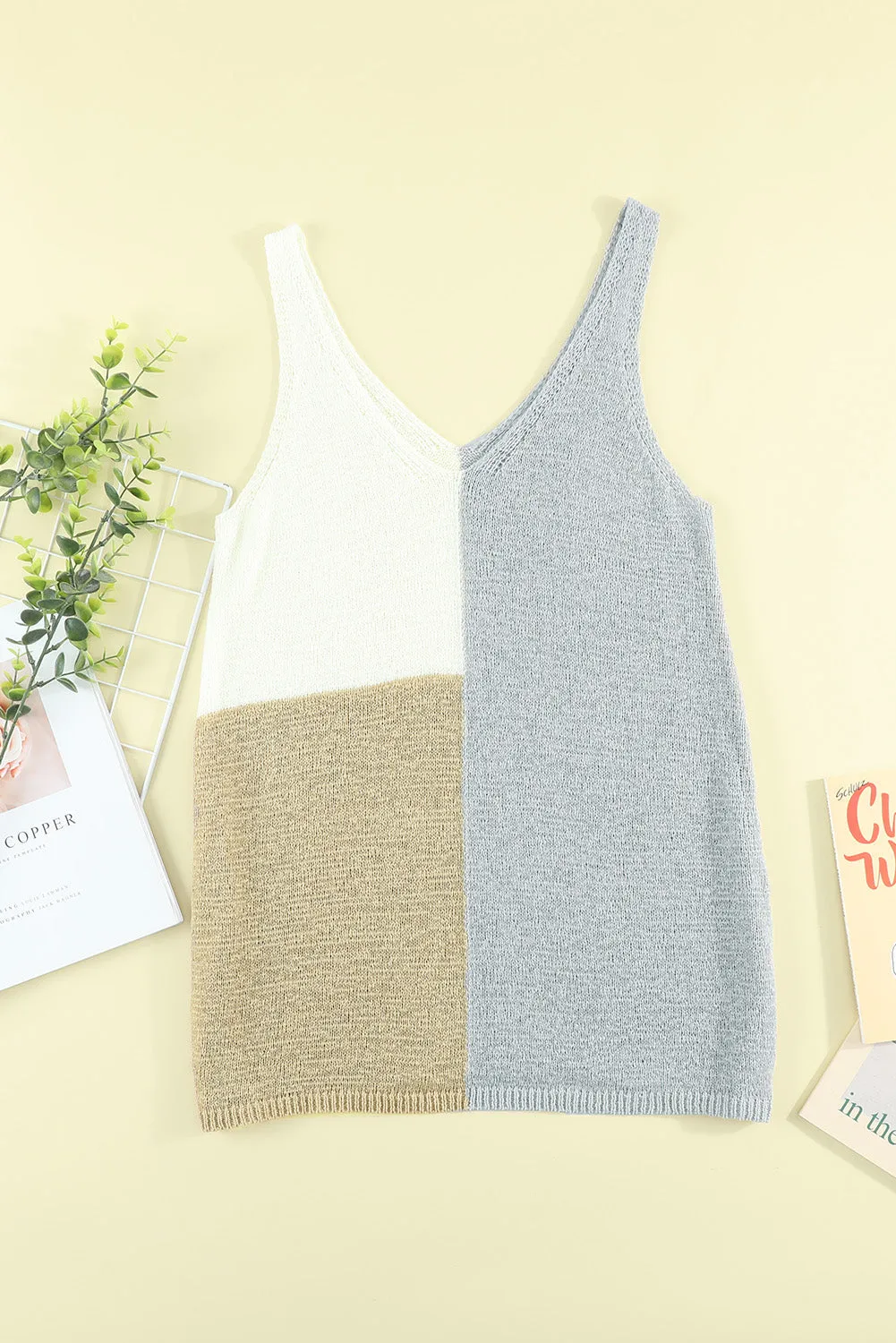 Color Block Knitted Tank Top