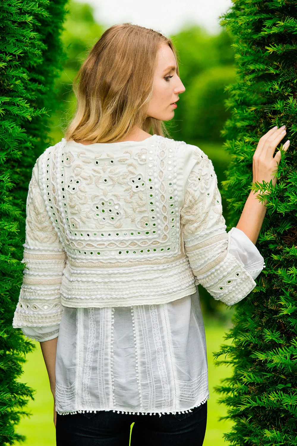 Cropped Embroidered Mirrored Jackets