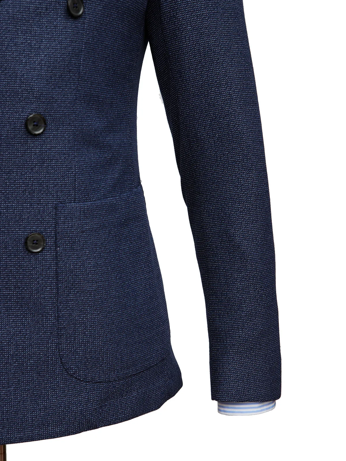 Dark Blue Double Breasted Jersey Blazer