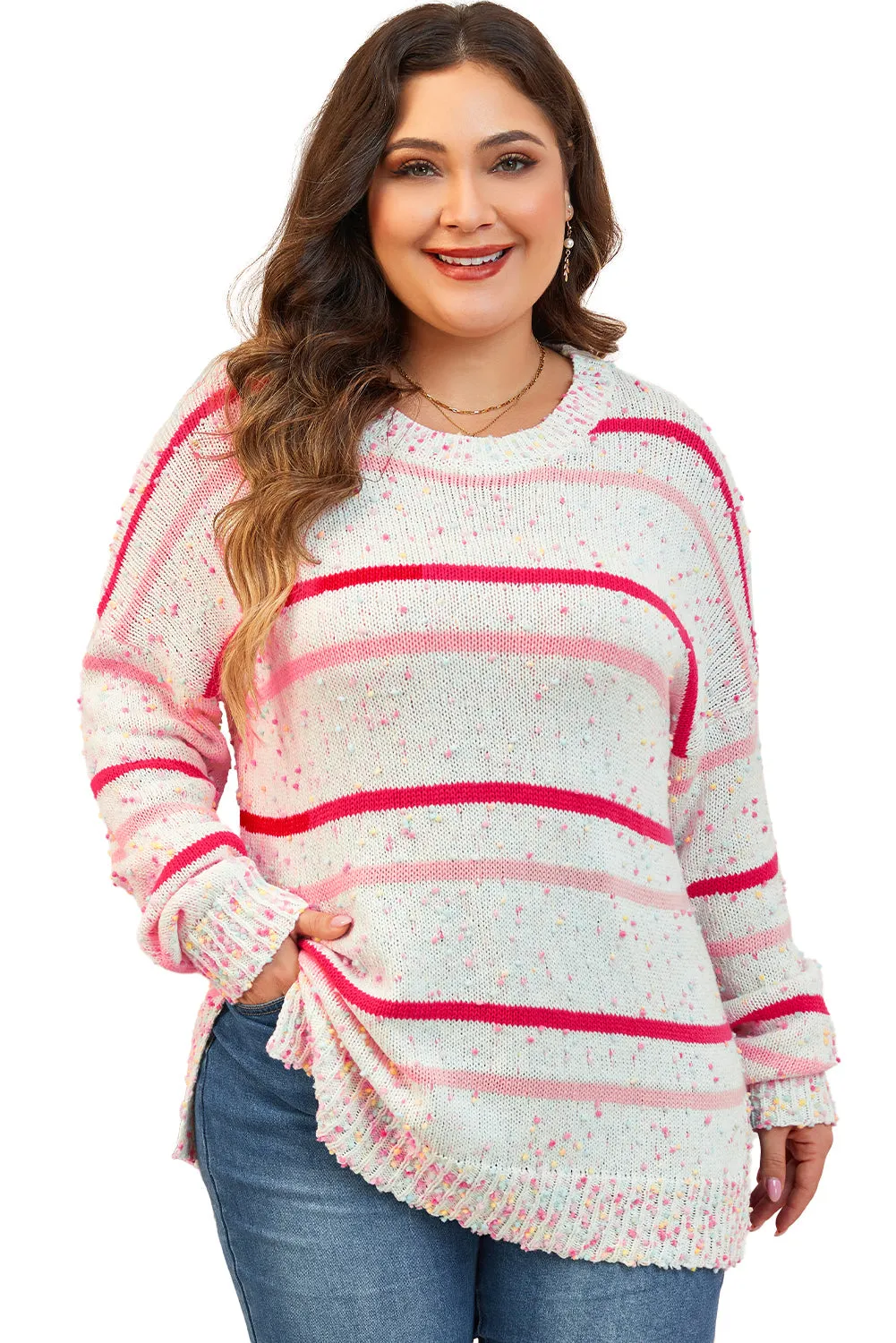 Drop Shoulder Plus Size Sweater