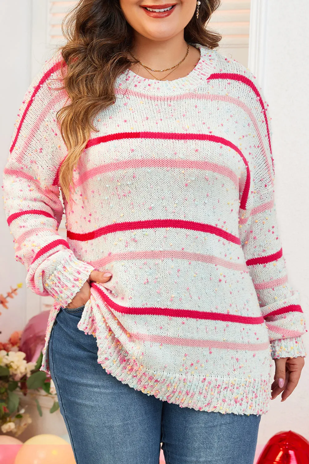 Drop Shoulder Plus Size Sweater