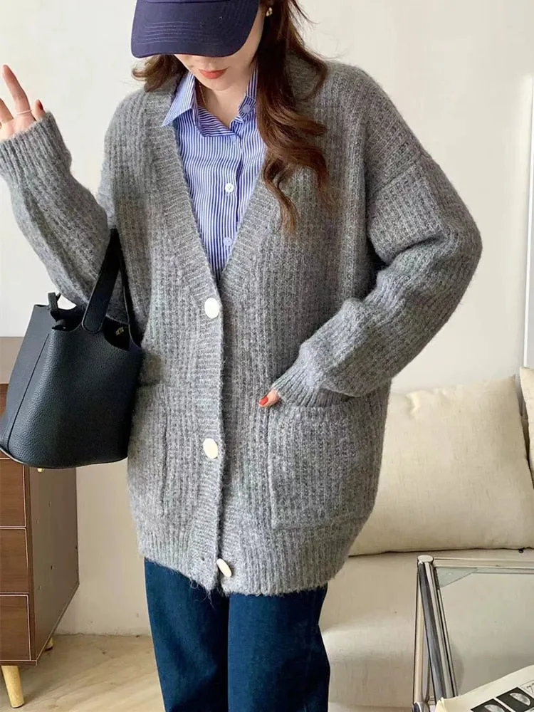 FashionSierra - Chic Vintage Oversized Sweaters Winter Knitted Cardigans