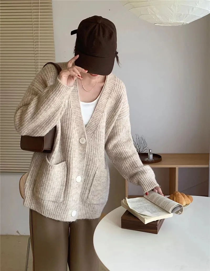 FashionSierra - Chic Vintage Oversized Sweaters Winter Knitted Cardigans