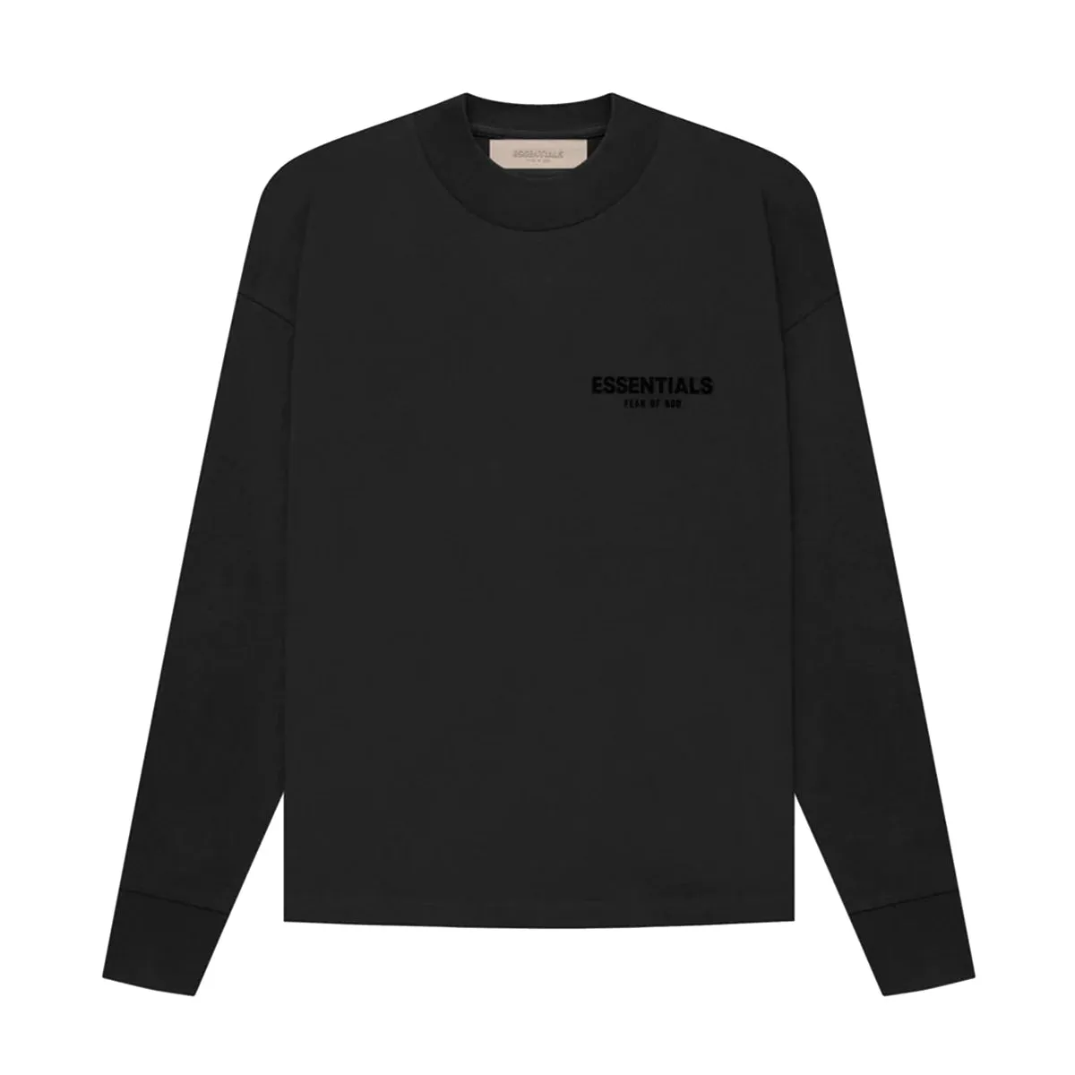 FEAR OF GOD Essentials Felt Logo Long Sleeve Tee Black