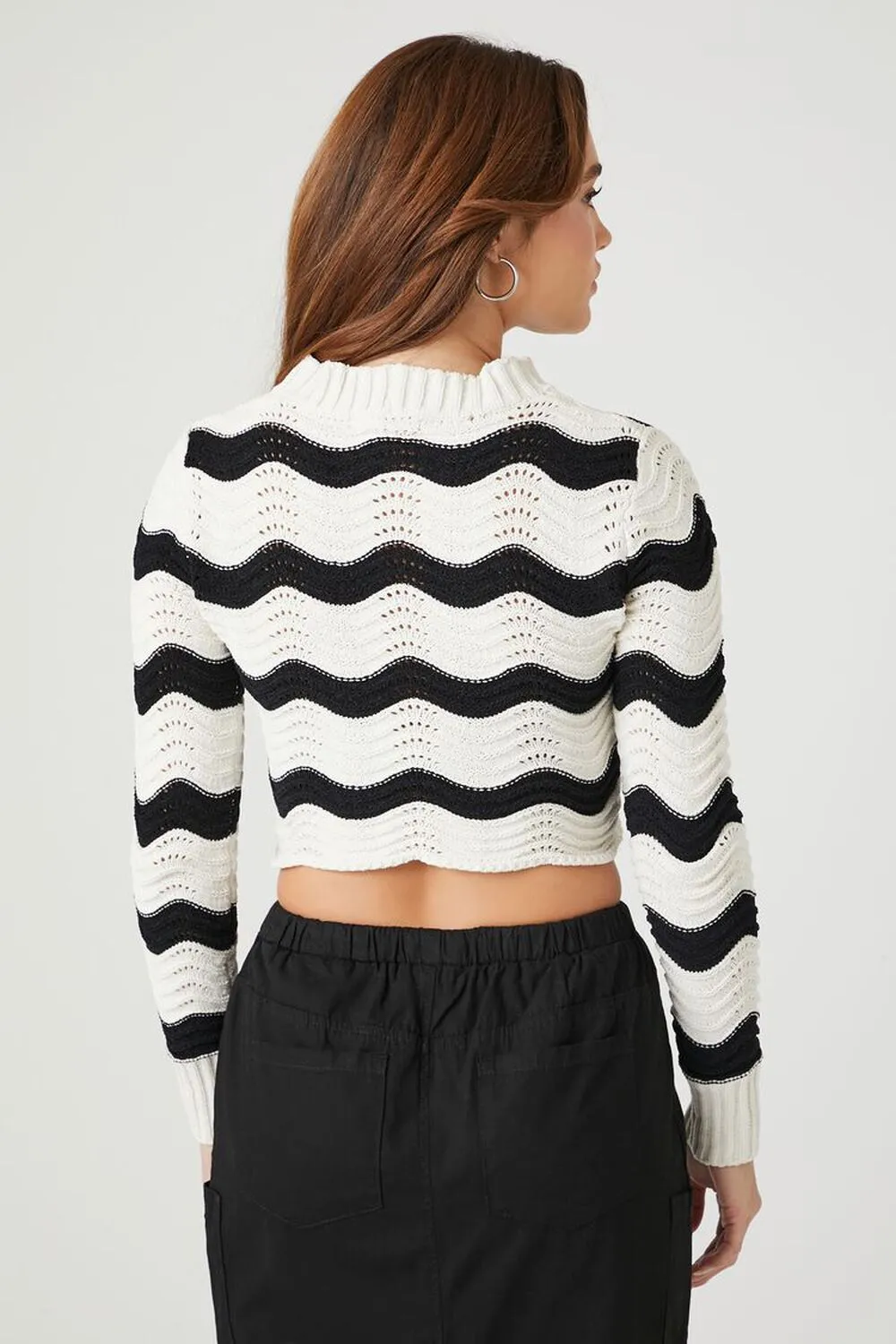 Forever 21 Cropped Striped Sweater, Black