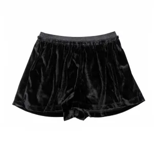 Girls Black Velvet Summer Going Out Shorts with Elasticated Waist