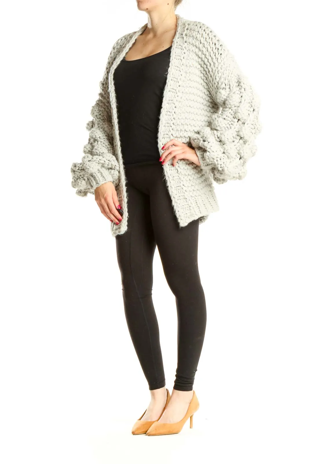 Gray Knitted Sweater Cardigan