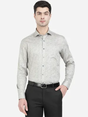 Grey & Green Printed Regular Fit Formal Shirt | JadeBlue