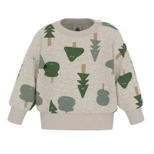 Grey Multicolor Tree Print Sweatshirt