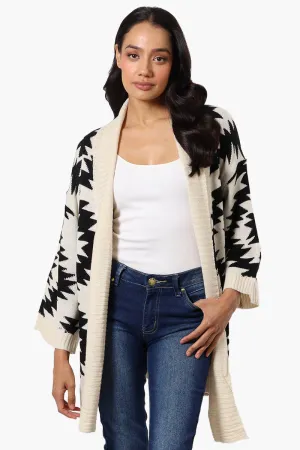 International INC Company Aztec Print Wrap Cardigan - Cream