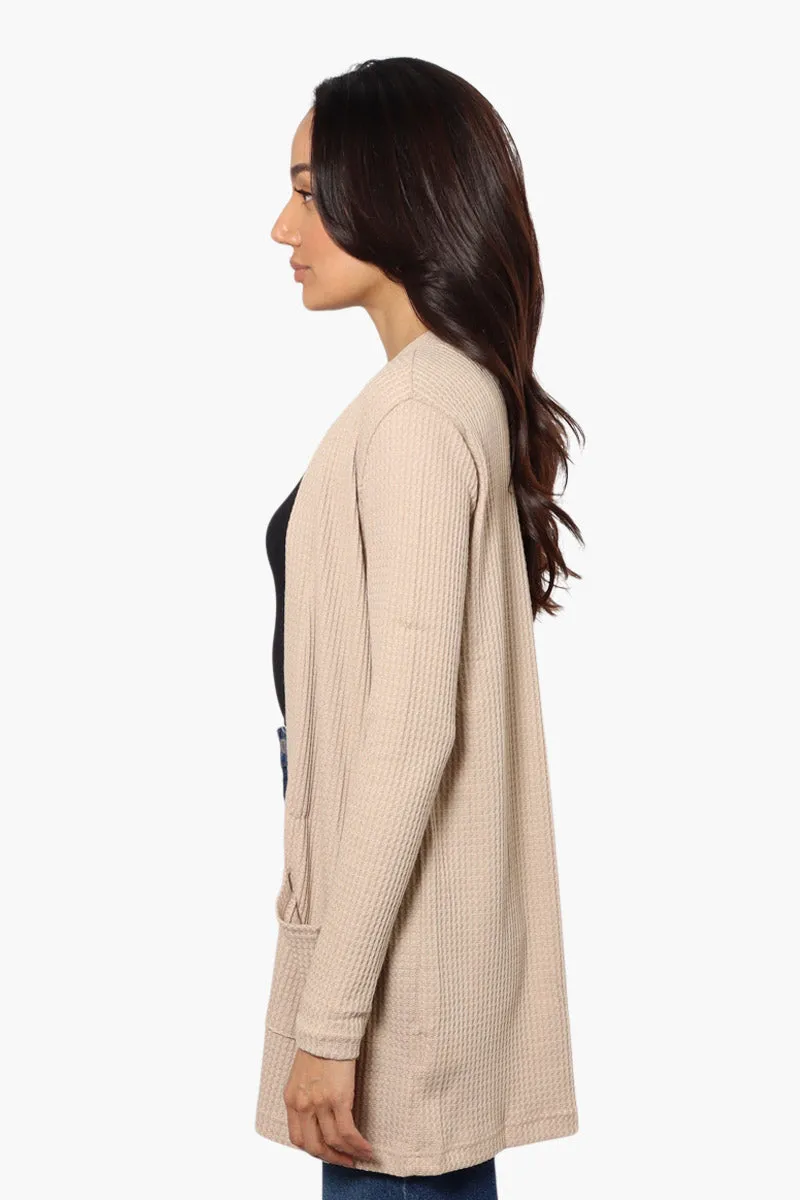 International INC Company Long Sleeve Open Wrap Cardigan - Beige