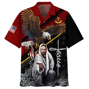 Jesus And Bald Eagle Hawaiian Shirts - Christian Hawaiian Shirt - Jesus Hawaiian Shirts