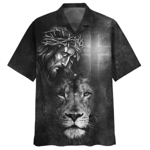 Jesus And Lion Hawaiian Shirts - Christian Hawaiian Shirt - Hawaiian Shirts For Men