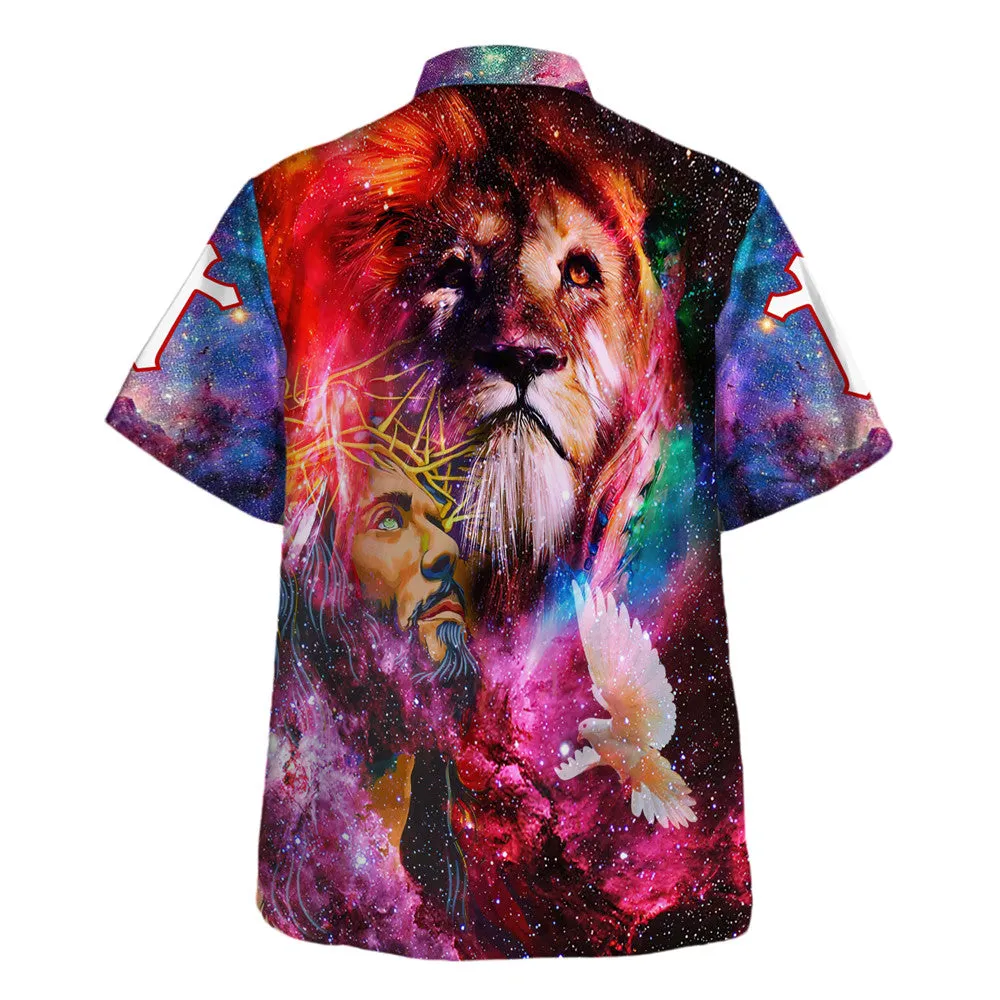 Jesus Christ Lion Of Judah Hawaiian Shirts For Men - Christian Hawaiian Shirt - Hawaiian Summer Shirts