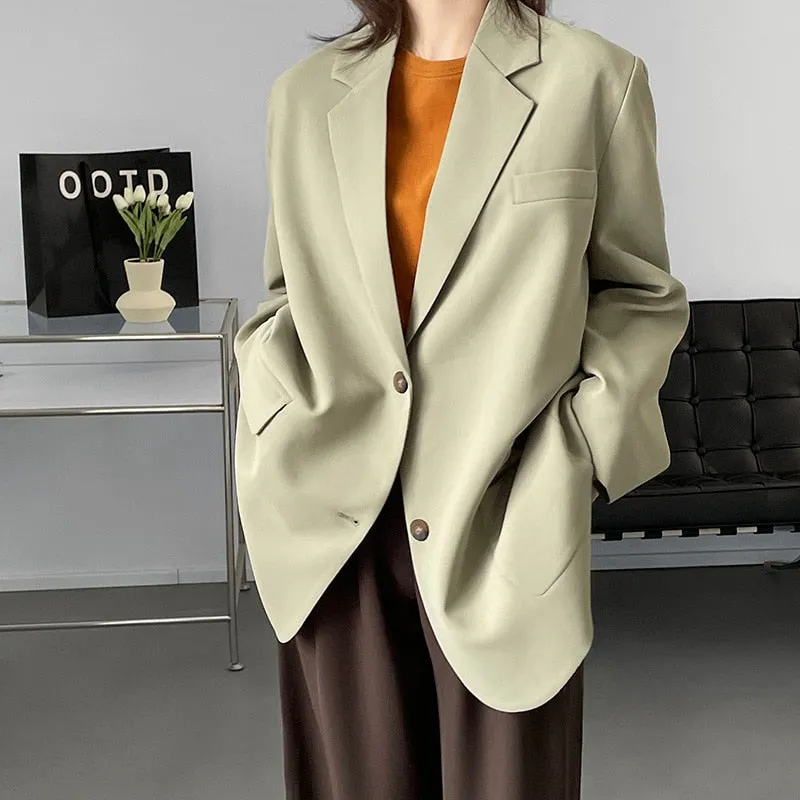 [Korean Style] High Quality Minimalistic Loose Fit Pastel Padded Blazer