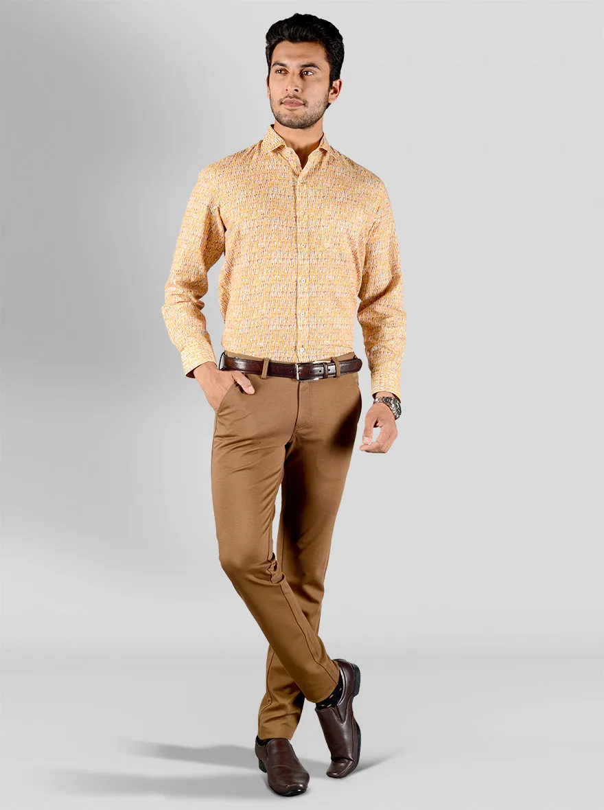 Lemon Yellow Printed Regular Fit Formal Shirt | JadeBlue