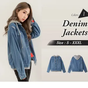 LONG SLEEVE DENIM HOODED JACKETS