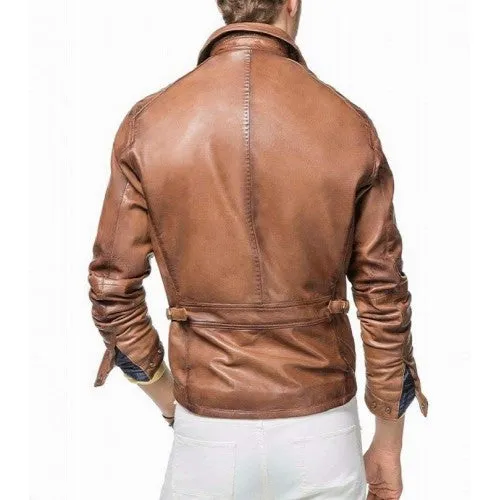 Men Designer Leather Jackets Tan Brown R1