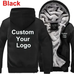 Men Fashion Hoodies Custom Your Logo Jackets Men Winter Zipper Hoodies Outdoor Casual Thicken Warm Jacket Coats