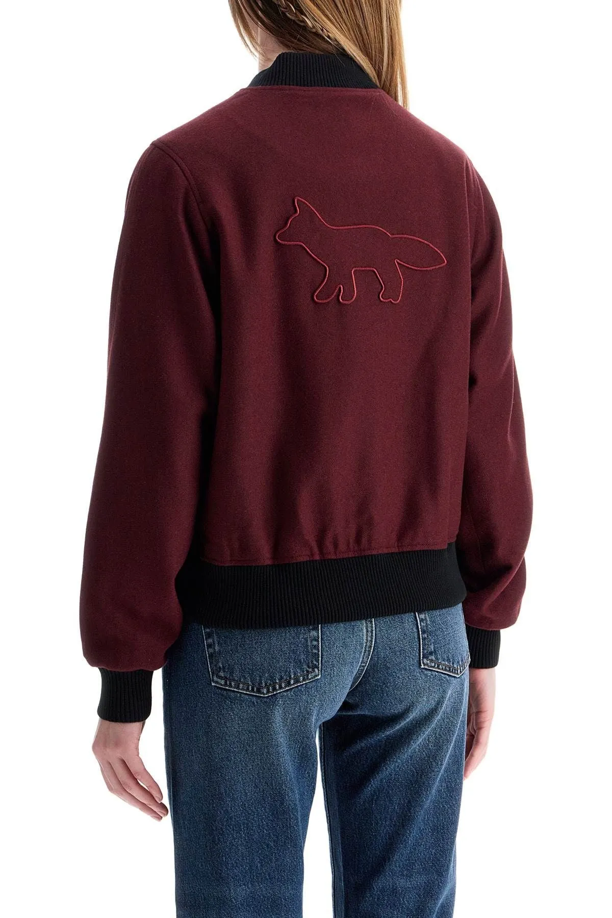 MEN'S BORDEAUX WOOL TEDDY JACKET WITH FOX EMBROIDERY