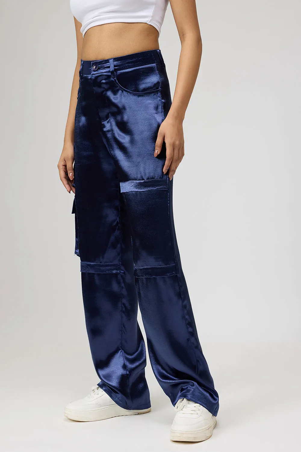 Metallic Blue Cargo Trouser