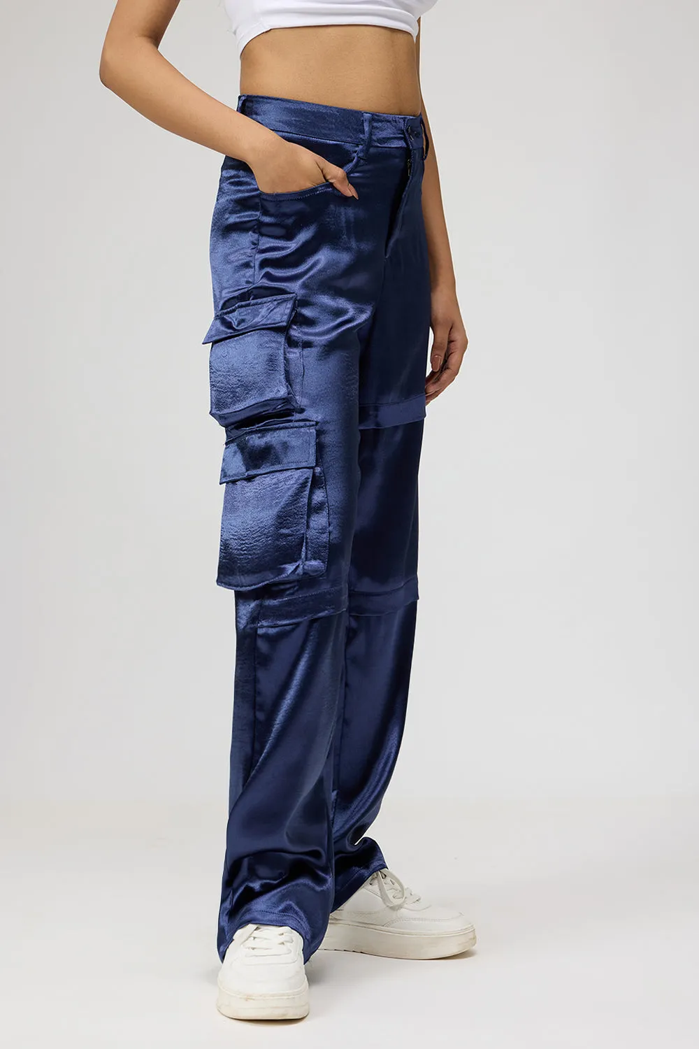 Metallic Blue Cargo Trouser