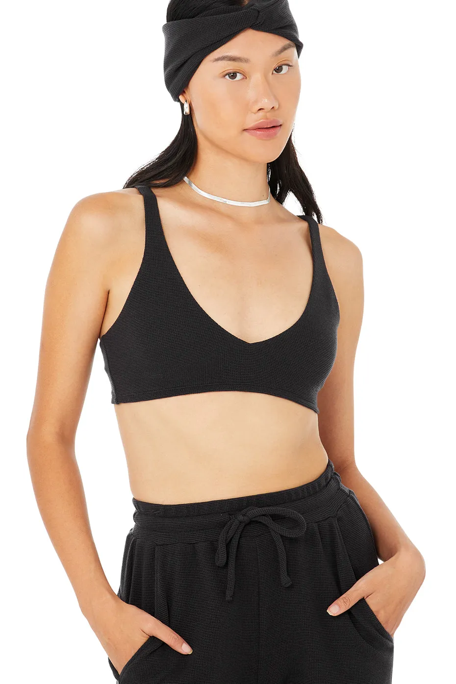 Micro Waffle Pleasant Bra - Black