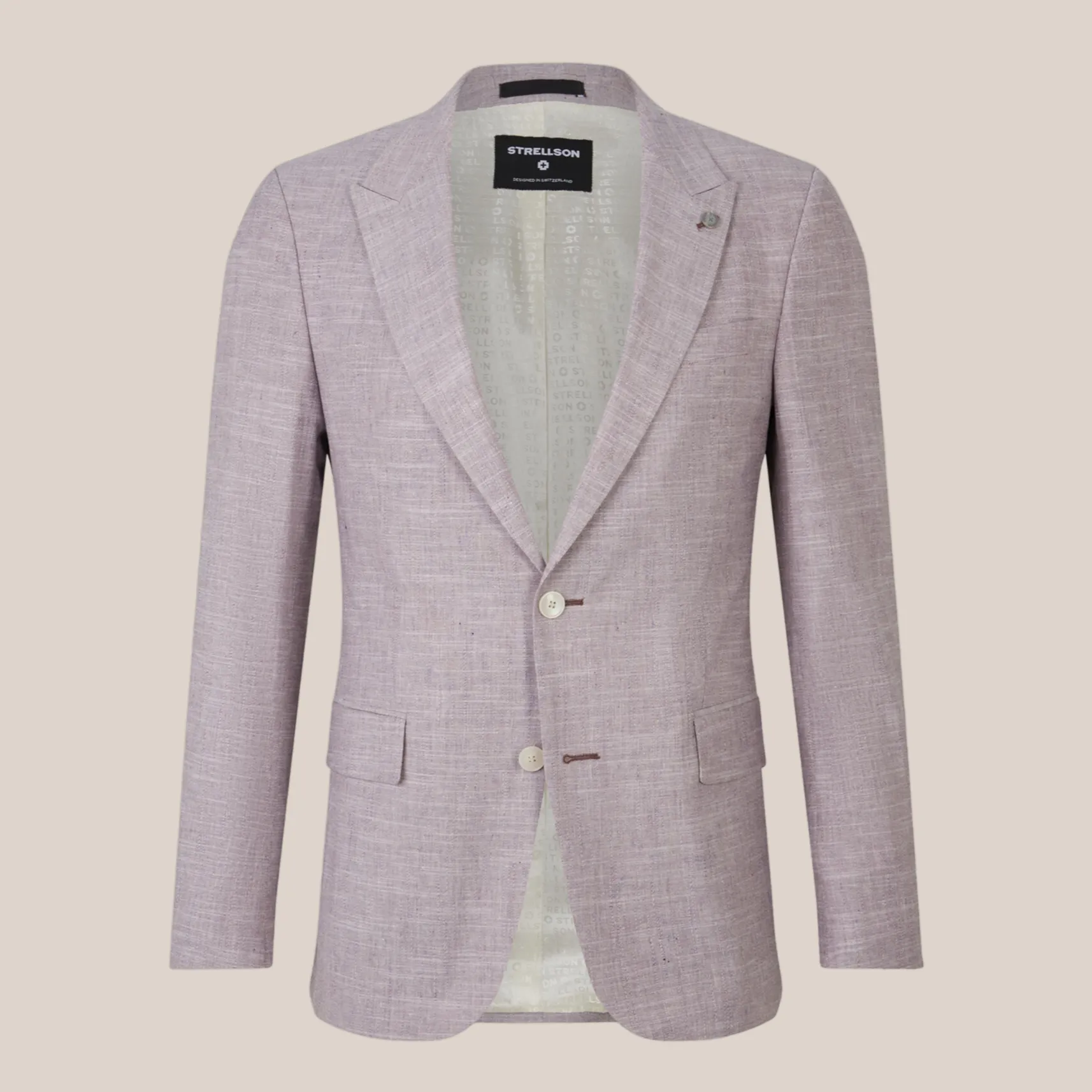 Mottled Cotton Wool Blend Peaked Suit Jacket - Violet