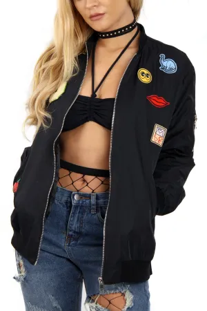 Oversized Applique Bomber Jacket