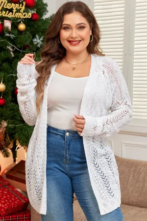 Plus Size Eyelet Knit Cardigan