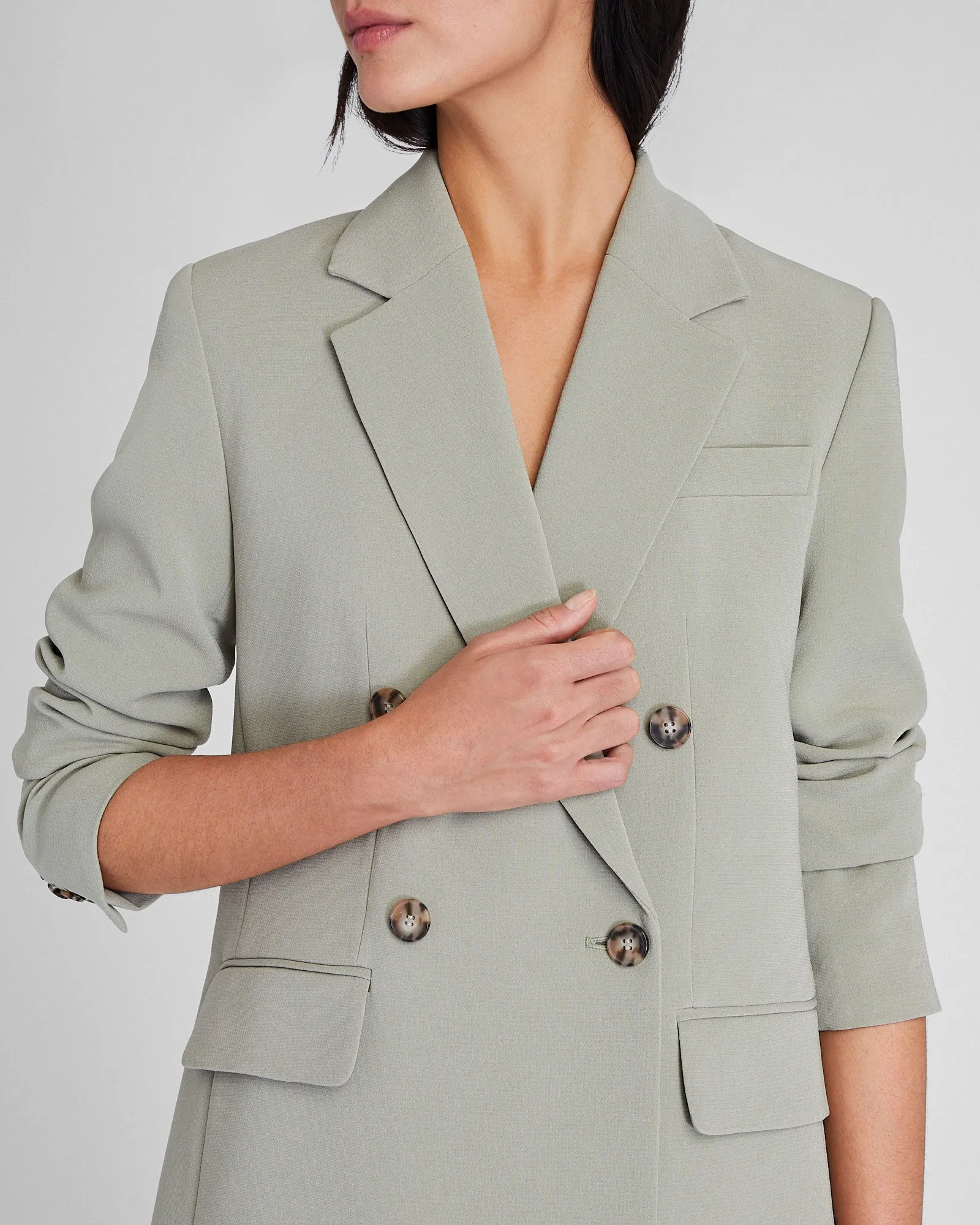 Relaxed Double Breasted Crepe Blazer