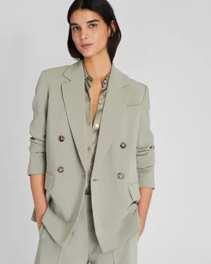 Relaxed Double Breasted Crepe Blazer