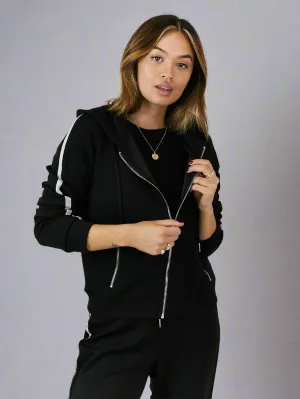 Remi Black Stripe Zipped Hoodie