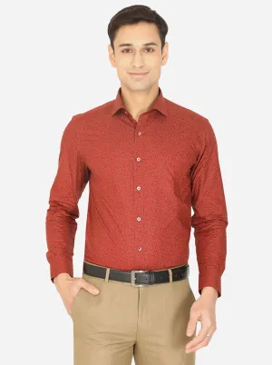 Rust Printed Slim Fit Formal Shirt | Greenfibre