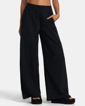 RVCA YUME WIDE LEG PANTS - BLACK