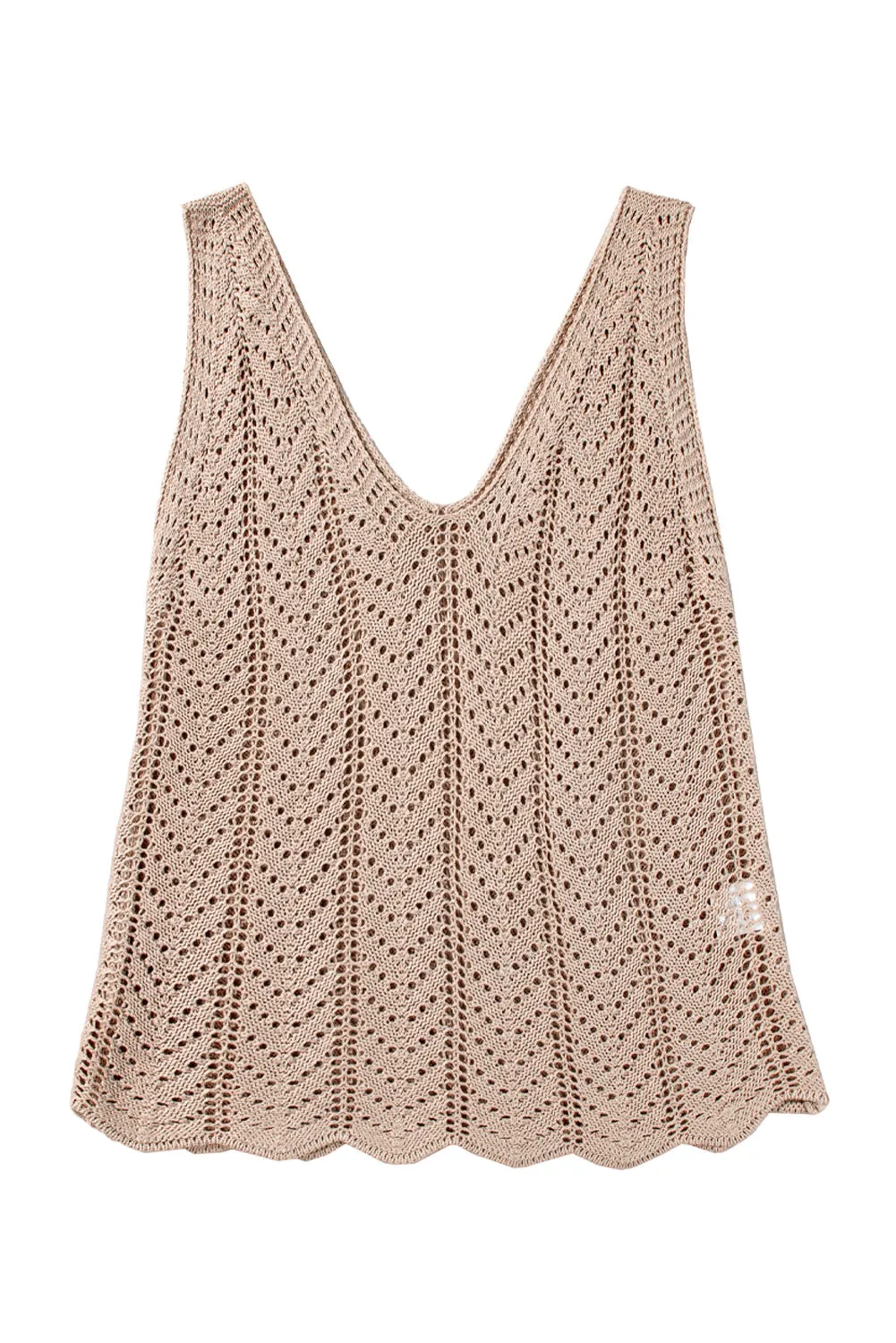 Scalloped Hem Crochet Knit Vest