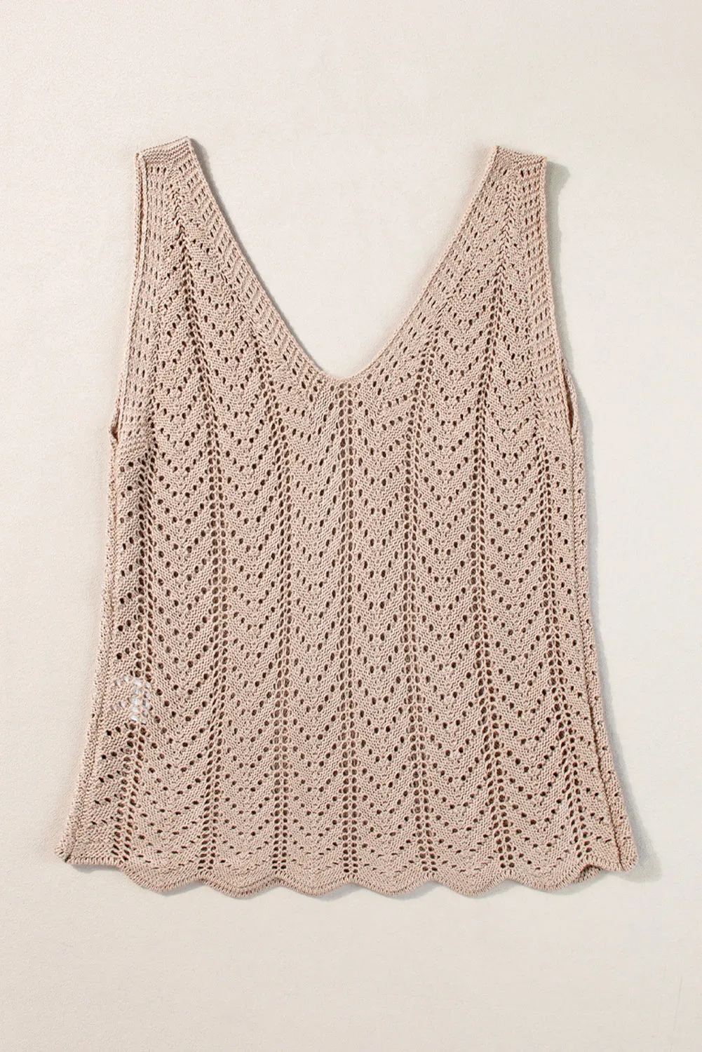 Scalloped Hem Crochet Knit Vest