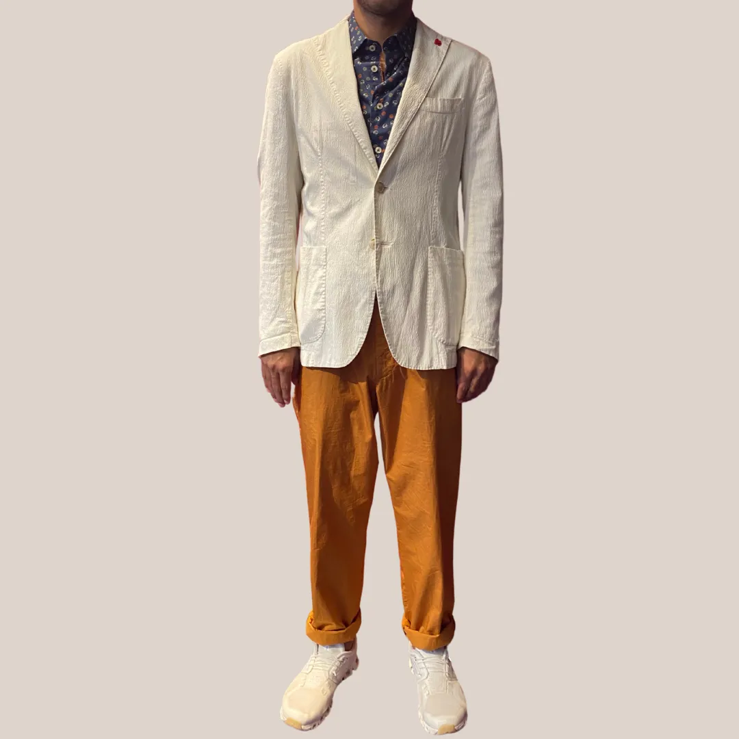 Seersucker Patch Pocket Blazer - Off-White