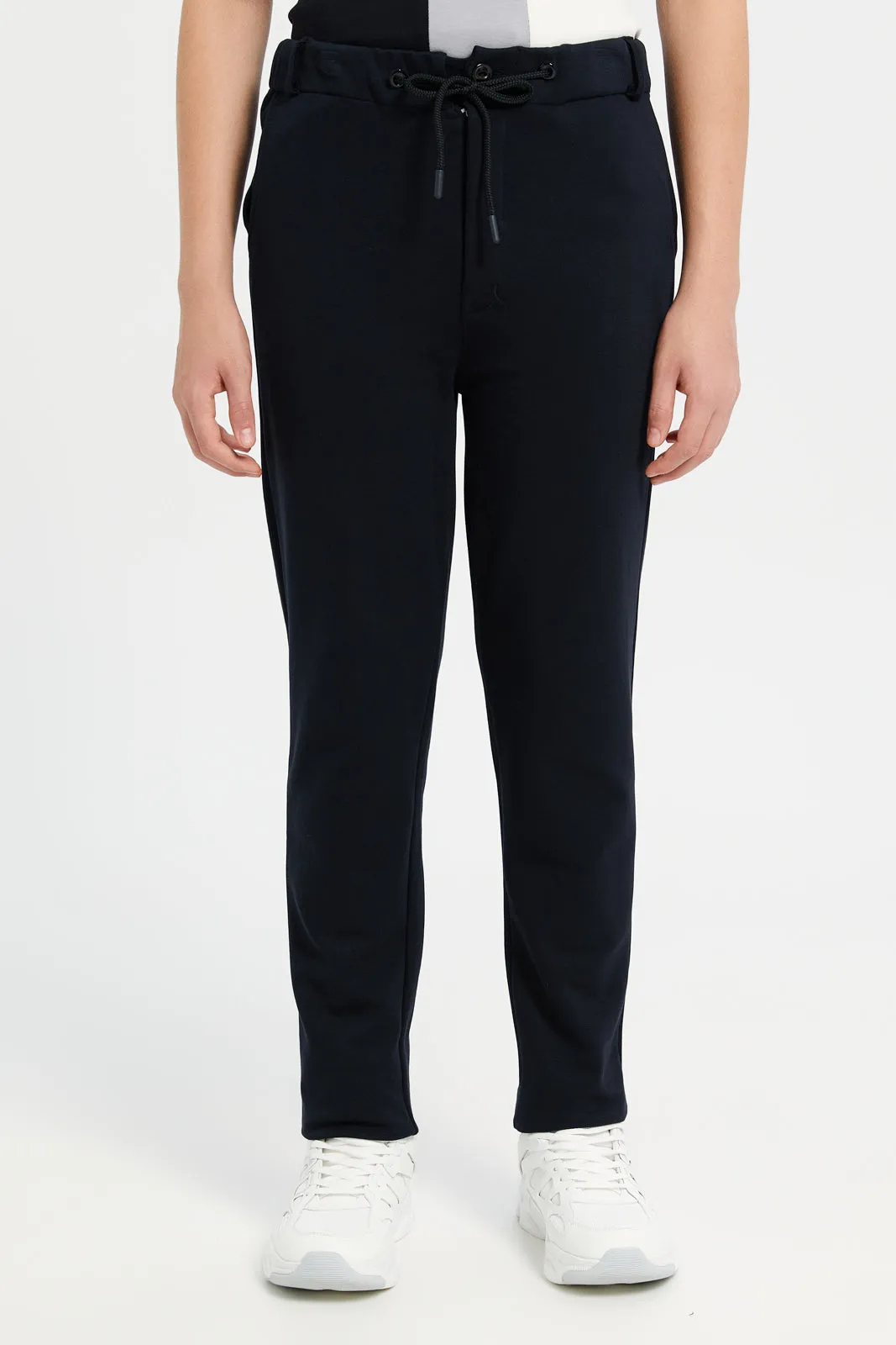 Senior Boys Black Solid Trousers