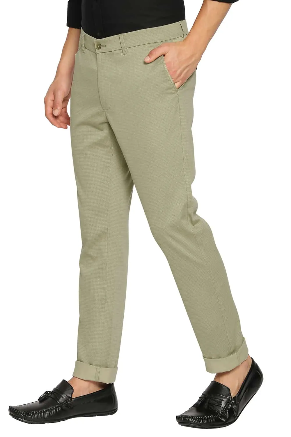 Tapered Fit Satin Stretch Trousers