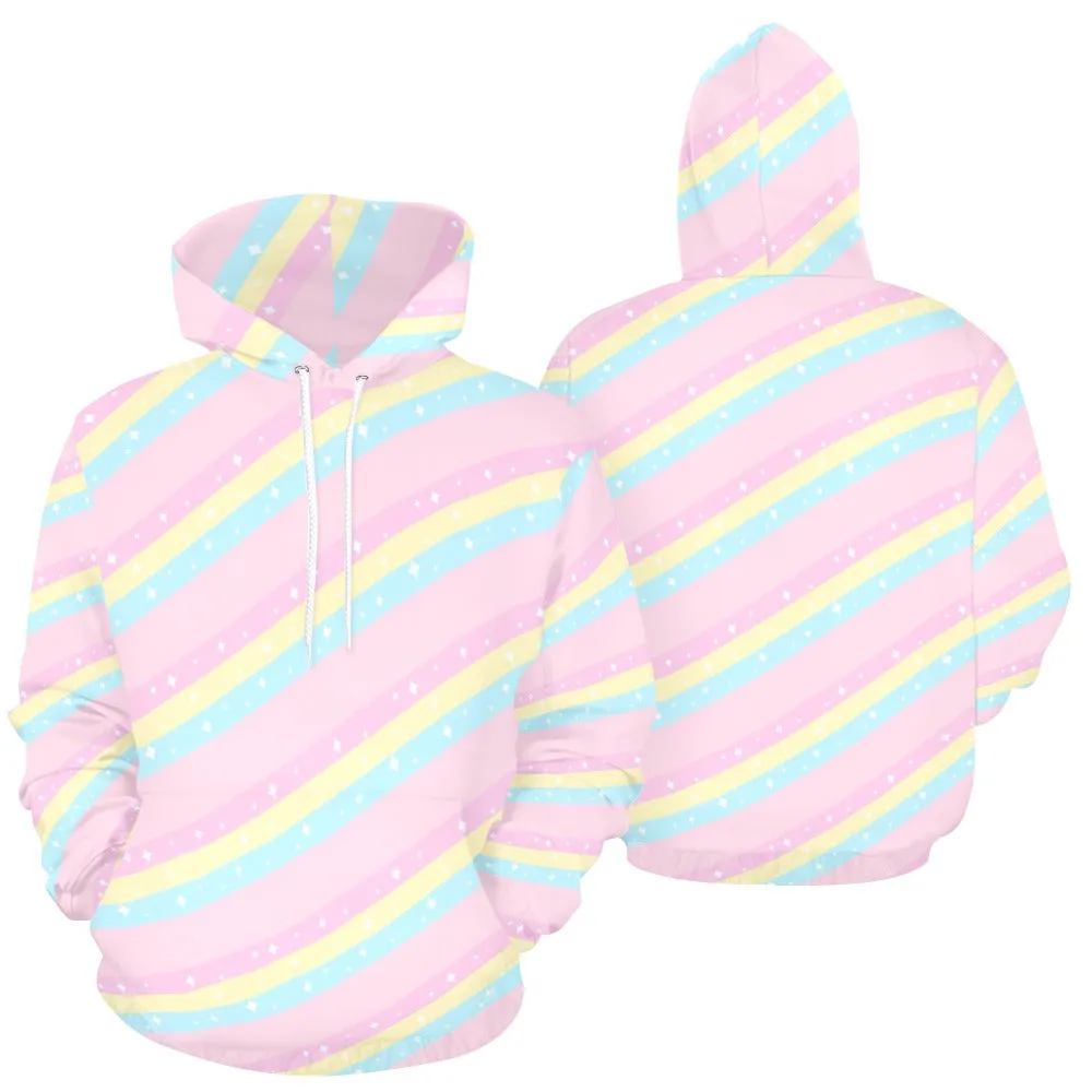 Teatime Fantasy Pink Rainbow Women's All Over Print Hoodie