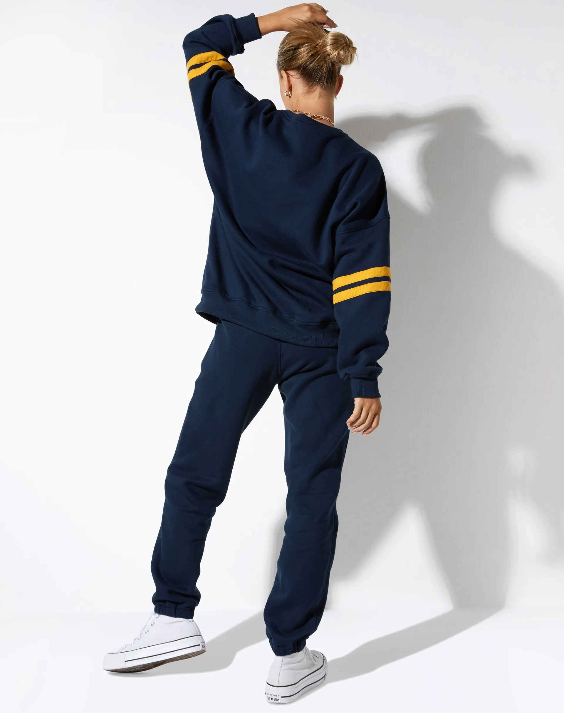 Tim Sweatshirt in Navy Citrus Stripe Football 1999